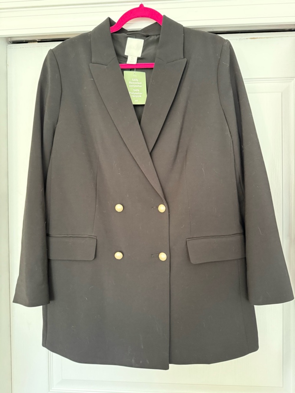 Brand New H & M Classic Double-Breasted Women's Blazer Jacket in Black